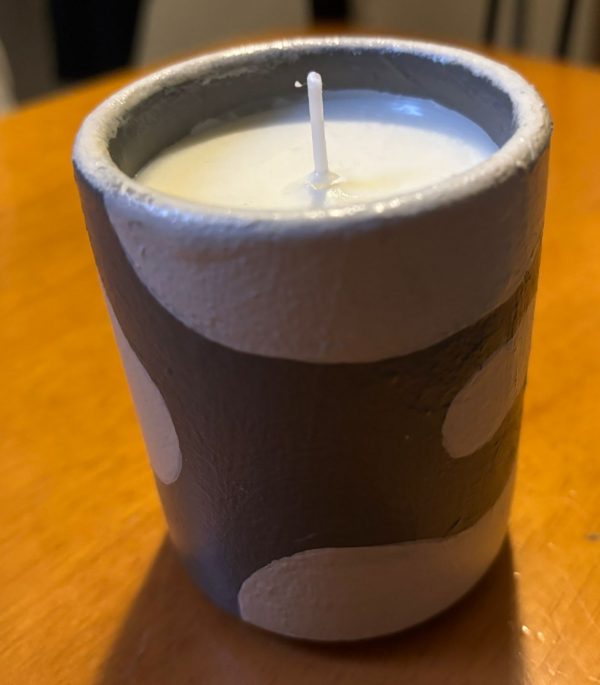 Porta velas con dibujo de vaca